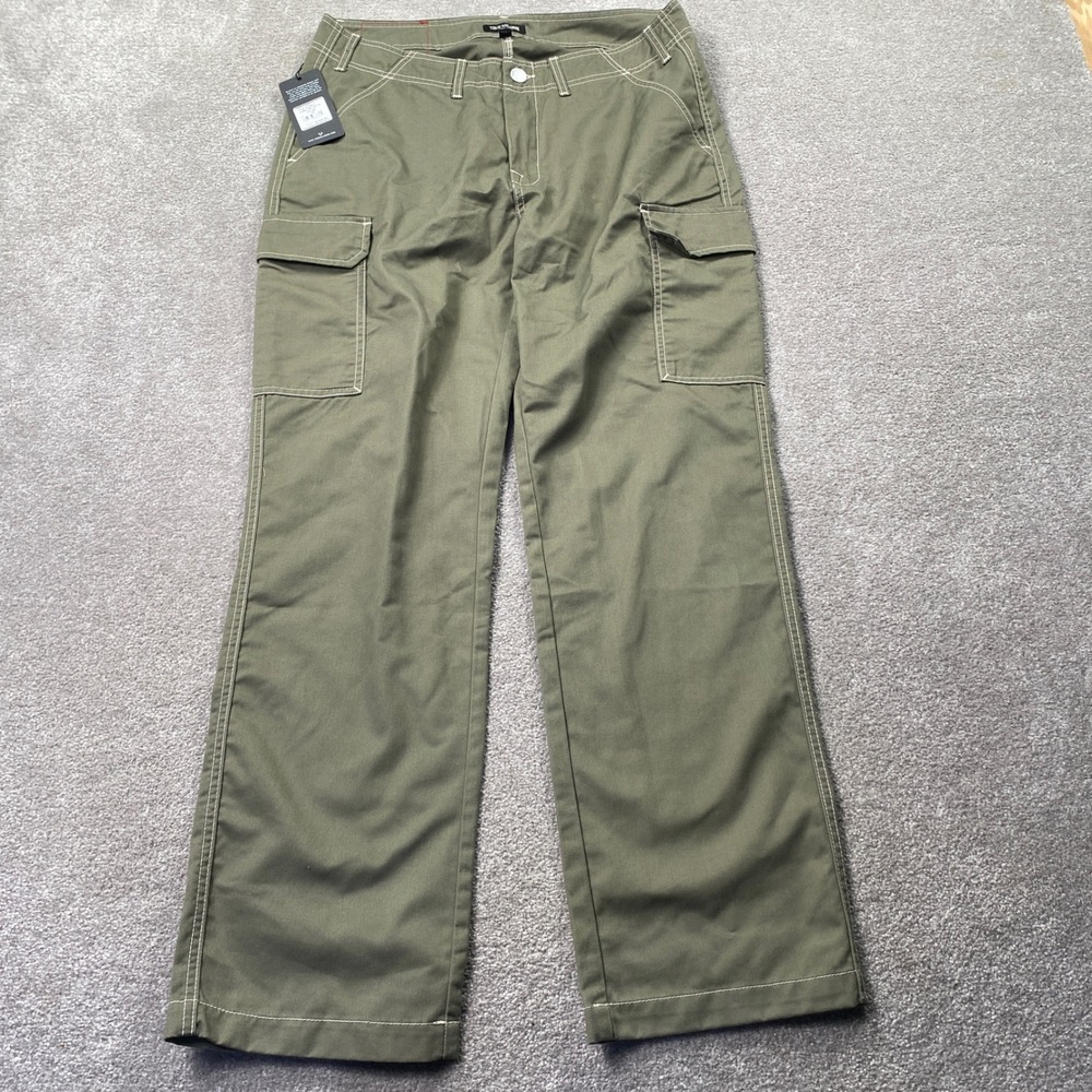 True Religion Cargo SN Pant HS Outline Mens 34 Kalamata Green Contrast Stitch